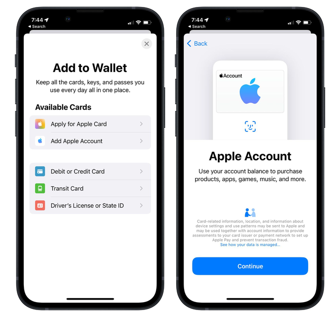 白山苹果手机维修分享iOS 15.5钱包App如何添加 Apple 账户 